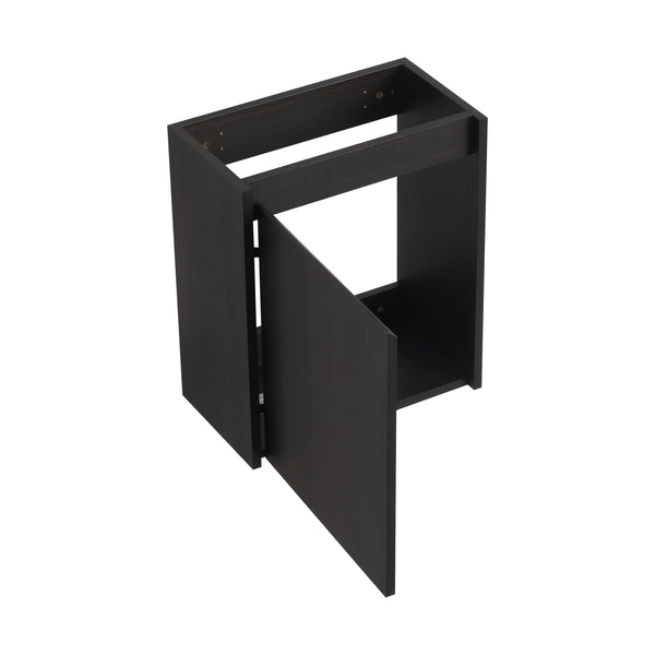 English Elm 16" Bathroom Vanity Sink Combo for Small Spaces — Compact Engineered Wood Cabinet with Ceramic Basin, Moisture-Resistant Finish and Hidden Handle, Easy Assembly Black W1972P190340