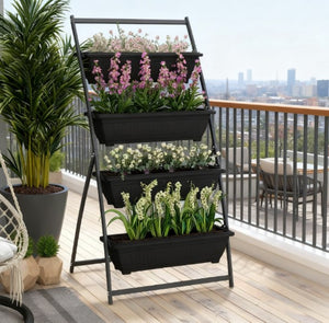 English Elm Outdoor Four Tier Vertical Garden Planter Steel Frame Raised Bed for Patio Balcony T3971P422047