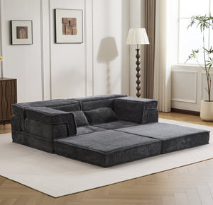 English Elm Compression Mahjong Sofa - Modern Convertible Floor Sofa Bed, Soft Fleece, No Assembly, Versatile Comfort W3723P377150