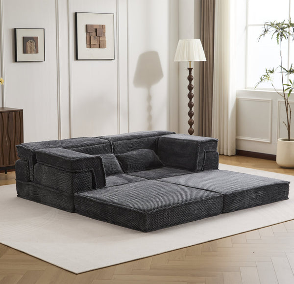 English Elm Compression Mahjong Sofa - Modern Convertible Floor Sofa Bed, Soft Fleece, No Assembly, Versatile Comfort W3723P377150