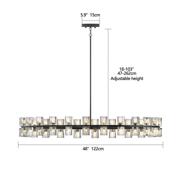 English Elm (L005030-D48-P48B/W1340P310779)48" Modern Luxury Crystal Chandelier For Dining & Living Room - Bulbs Included! W1340P310779