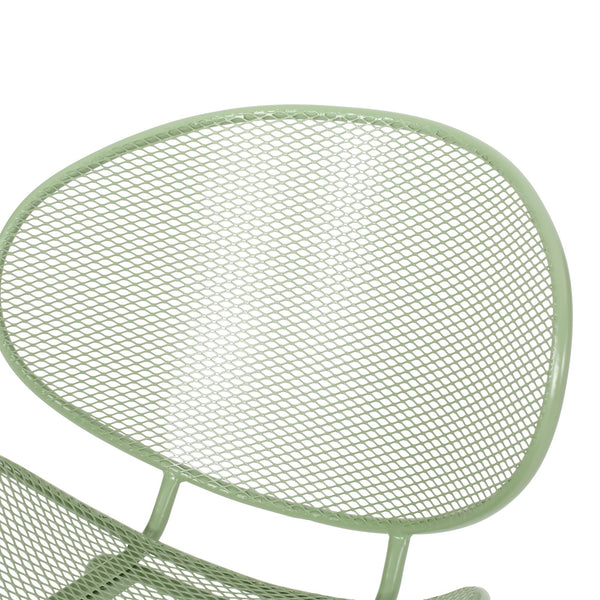 English Elm Christopher Knight Home® - ELBA Modern Mesh Shell Chat Set with Powder-Coated Iron Frame, Retro Minimal Outdoor Seating Green N775P250740G