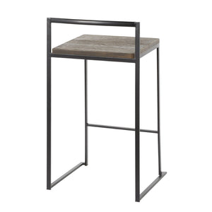 English Elm Stackable Counter Stools Bamboo Seat Matte Black Steel Frame Kitchen Island Set of 2 B202P471210