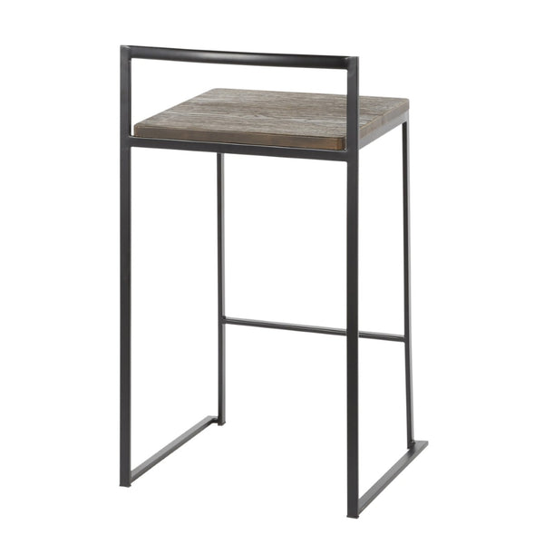 English Elm Stackable Counter Stools Bamboo Seat Matte Black Steel Frame Kitchen Island Set of 2 B202P471210