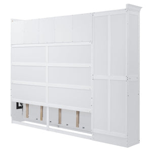 English Elm Queen Murphy Wall Bed with Integrated Wardrobe and Drawers for Studio Spaces LP000876AAK