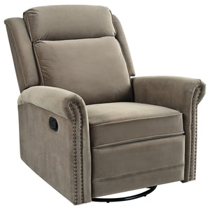 English Elm Christopher Knight Home® - 360° Swivel Recliner Plush Velvet Manual Rocker with Infinite Recline Support for Living Room Comfort Light Brown N763P202666F