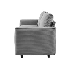 English Elm Modern Minimalist Corduroy Sectional Sofa Set – Elegant Grey Comfort For Stylish Living Spaces B347S00009