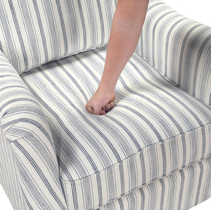 English Elm Elegance Striped Swivel Chair with Reversible Cushions, Foam-Pocket Coil Comfort & 360° Metal Base B011P379431