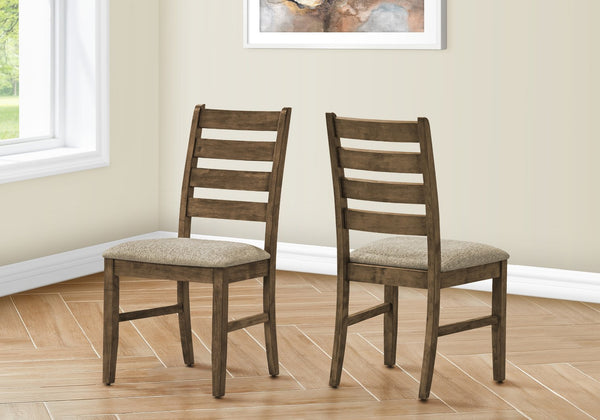 English Elm Dining Chair Set of 2 - 38" Tall Upholstered Ladder-Back Side Chairs, Antique Brown Finish, 250lb Capacity B2710P287009