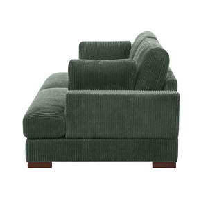 English Elm Large Corduroy Chaise Loveseat with Extended Leg Support for Relaxed Living Rooms Dark Green B2748S00007