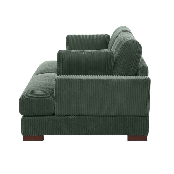 English Elm Large Corduroy Chaise Loveseat with Extended Leg Support for Relaxed Living Rooms Dark Green B2748S00007