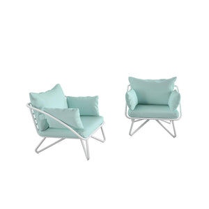 English Elm Teddi Outdoor Lounge Chairs 2-Pack with Cushions, Midcentury Curves, Rain Covers for Patio Comfort B2733P356774