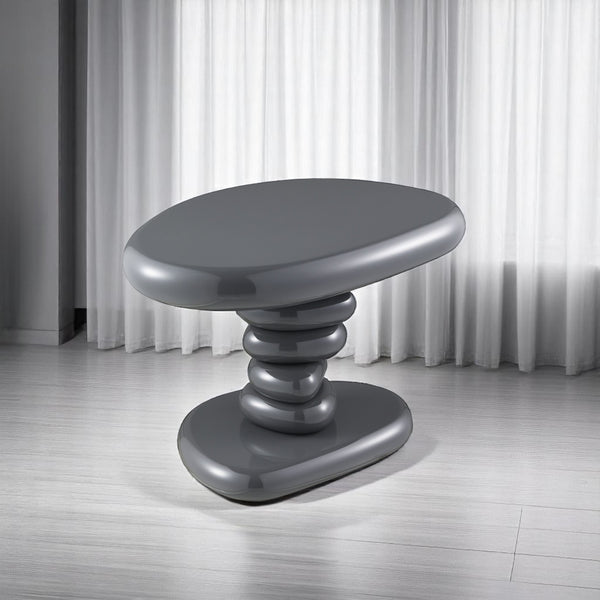English Elm Charlene Gray High Gloss End Table with 60mm MDF Top & Metal Base, Contemporary 40lb Capacity B2726P404307