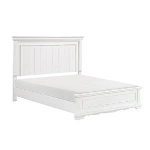 English Elm White Solid Wood Eastern King Bed with Raised Panel Headboard for Classic Bedrooms B011S02483