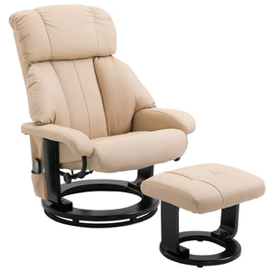 English Elm Homcom Massage Recliner Chair With Ottoman, 10-Point Vibration, 360° Swivel, Pu Leather Comfort W2225P217945