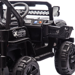 English Elm 12v Kids Electric Ride on Truck with Parental Remote Four Wheel Suspension and Led Lights Black W1578P187459