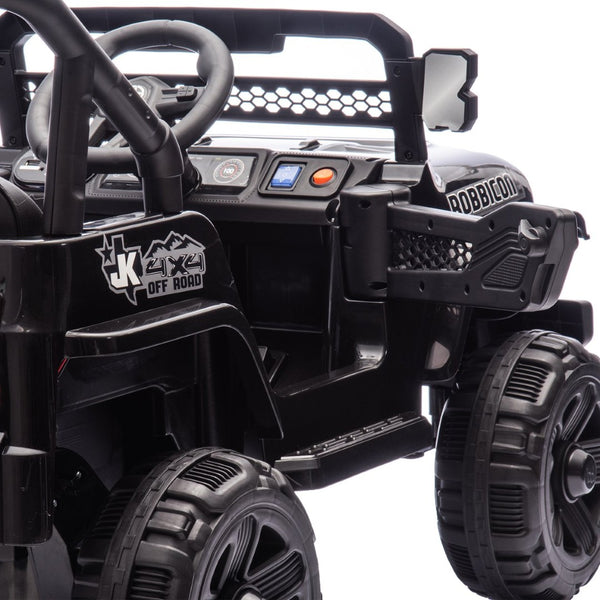 English Elm 12v Kids Electric Ride on Truck with Parental Remote Four Wheel Suspension and Led Lights Black W1578P187459