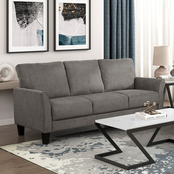 English Elm Modern Upholstered Sofa with Plush Cushions and Solid Wood Frame for Stylish Durable Comfort Brown Gray 67.5 L x 26 W x 18 H B011P379741