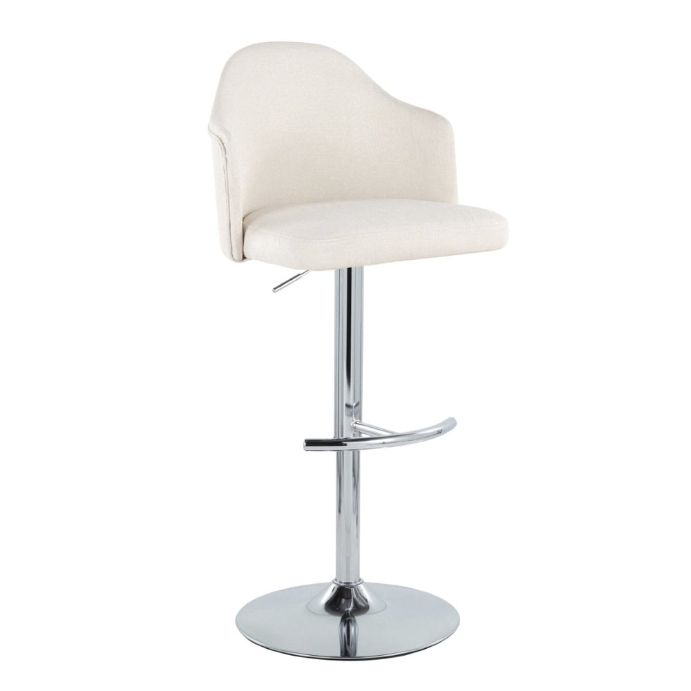 English Elm Contemporary Swivel Barstools with Chrome Base Padded Cream Seat Kitchen Island Set B202S00734