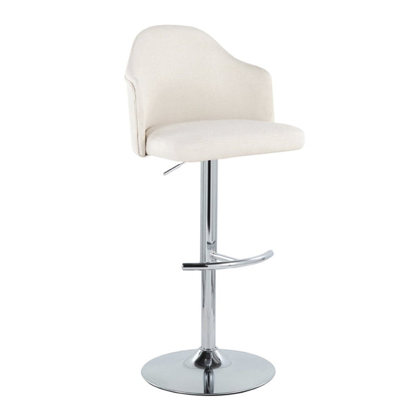 English Elm Contemporary Swivel Barstools with Chrome Base Padded Cream Seat Kitchen Island Set B202S00734