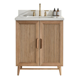 English Elm Fully Assembled 30" Light Coffee Bathroom Vanity With Solid Wood, Engineered Top & Soft-Close Drawers W1826P343423