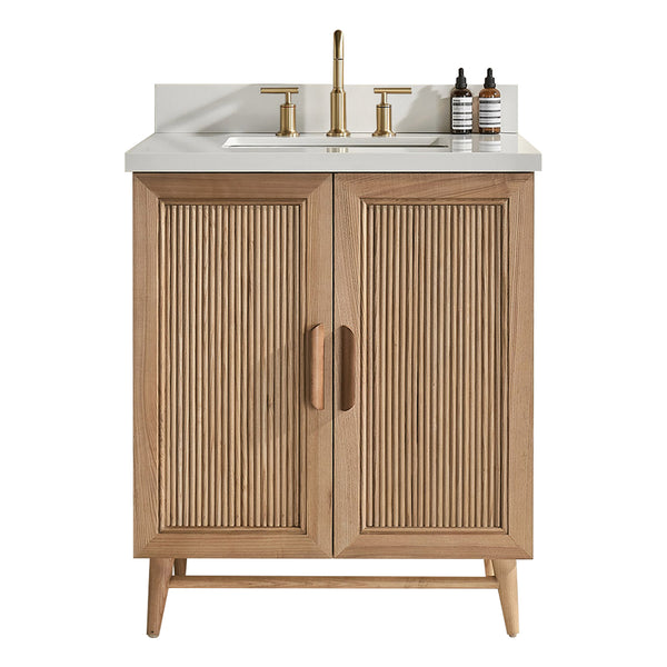 English Elm Fully Assembled 30" Light Coffee Bathroom Vanity With Solid Wood, Engineered Top & Soft-Close Drawers W1826P343423