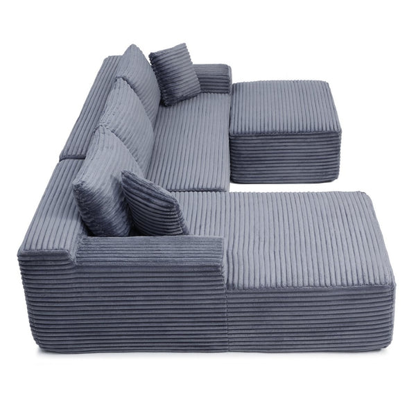 English Elm Corduroy Cloud Ottoman Plush Memory Foam Seat Modular Living Room Frameless Footrest Grey W1117P377738