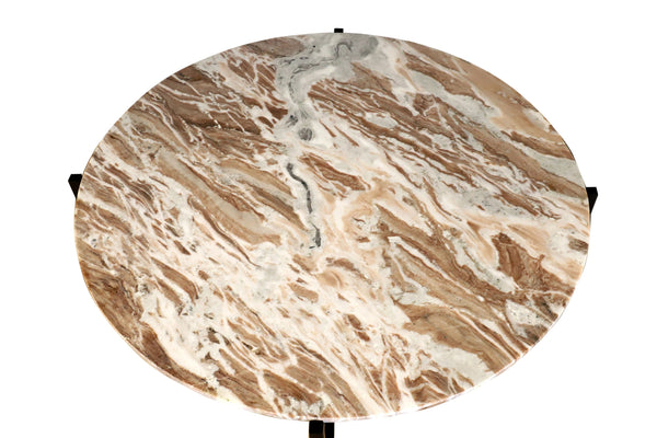 English Elm Brown Marble Nesting Table Set With Grey Metal Frame | Chic & Durable Accent Table For Any Space B346P320743