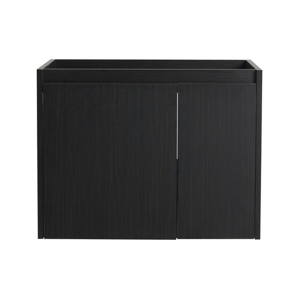 English Elm 24 Inch Bathroom Cabinet Resin Sink Vanity with Soft-Close Doors, Beveled Handle, Water-Resistant Finish Black Chestnut W999P228747