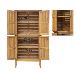 English Elm Christopher Knight Home® - Kedzie Teak Acacia Wood Cabinet with Slatted Coastal Farmhouse Design, Weather‑Resistant Storage (44.5") N775P251936T