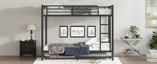 English Elm Twin Xl Metal Bunk Bed With Twin Trundle - Stylish Space-Saving Solution For Shared Rooms! W1580S00128-GIGA