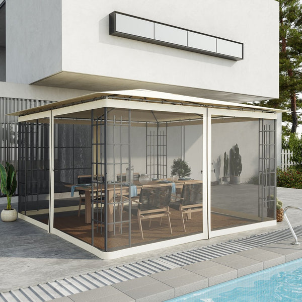 English Elm Outsunny Zip on Polyester Mesh Gazebo Sidewall Panels Bug Screen Patio Enclosure W2225P200874