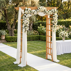 English Elm Wooden Garden Arch Solid Freestanding Trellis for Climbing Plants and Ceremonies W2640P356954