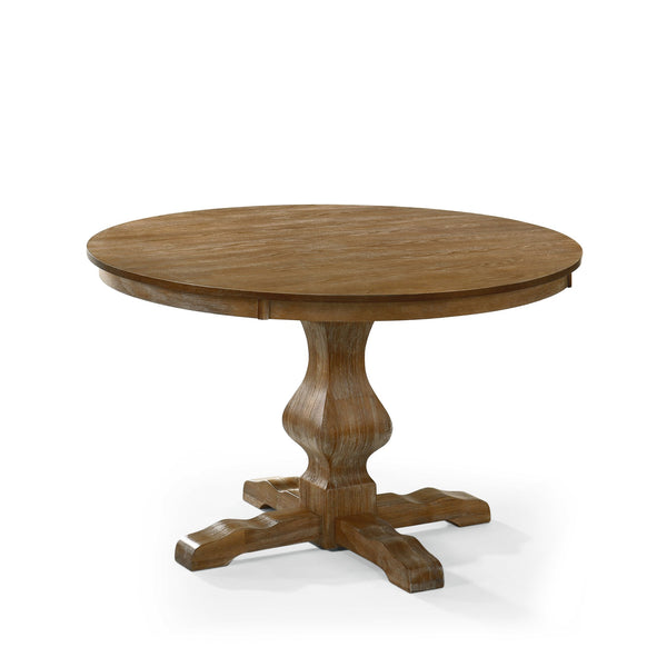 English Elm Christopher Knight Home® - Round Rustic Dining Table With Carved Pedestal Base - Natural Wood Look, Seats 4, Timeless Charm N771P355874G_N771P355875G
