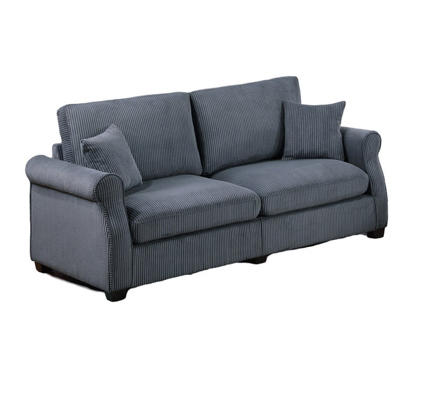 English Elm Classic Sofa Loveseat Set Corduroy 2pc Living Room Ensemble with Plush Cushions, Modern Arms Dark Gray 36 L x 25 W x 28 H B011S01300