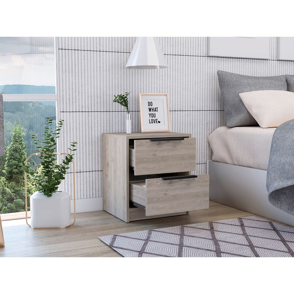 English Elm Kaia Two-Drawer Nightstand with Metal Handles, Compact Space-Saving End Table for Bedrooms Gray 22.4 L x 21.7 W x 7.1 H B07091875