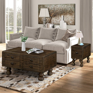 English Elm Solid Wood End Table - Vintage-Inspired Narrow Nightstand With Drawer For Small Spaces, Easy Assembly W1202P176734-GIGA