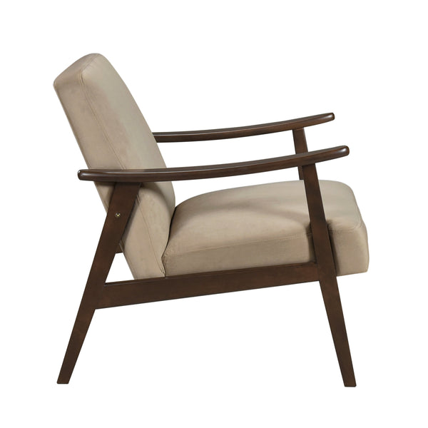 English Elm Mid-Century solid wood frame accent chair with textured fabric upholstery, walnut finish and plush foam cushioning Light Brown 33 L x 26 W x 15.5 H B011P256601