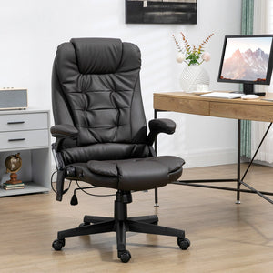 English Elm Homcom High Back Massage Office Chair With 6 Vibration Points & Heated Recline For Comfort & Support W2225P217504