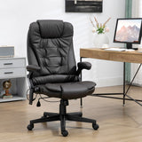 English Elm Homcom High Back Vibration Massage Office Chair With 6 Vibration Points, Heated Reclining Pu Leather Computer Chair With Armrest and Remote, Dark Brown