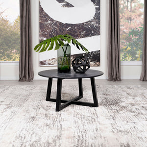 English Elm Enlow Chic Black Round Marble-Like Smarttop Coffee Table - Modern Design, Durable & Low Maintenance B062P299966