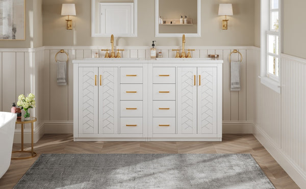 English Elm 60'' Bathroom Vanity Set With Soft-Close Drawers, Elegant Ceramic Sink & Ample Storage Space N710SS00002K