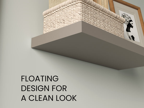 English Elm Floating Shelves - Sleek Taupe Design, 2 Modern Shelves For Stylish Storage & Display In Any Room B097P250916