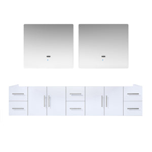 English Elm Glossy Double Bath Vanity Set 84" With Led Mirrors - Modern Storage & Stylish Design For Master Bath B2731S00558