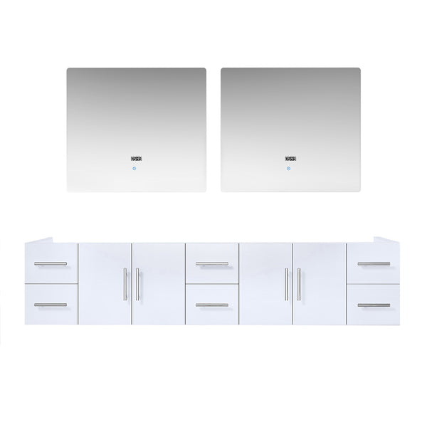 English Elm Glossy Double Bath Vanity Set 84" With Led Mirrors - Modern Storage & Stylish Design For Master Bath B2731S00558