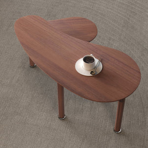 English Elm Contemporary rotatable cocktail table with 360° swivel top, sintered stone & MDF surface, space-saving design Walnut W2899P372751