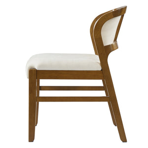English Elm Mid-century Modern Linen Blend Dining Chairs Rubberwood Legs Sculptural Backrest Set of 2 Beige,Walnut N768P442078W
