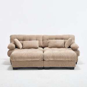 English Elm U Shaped Modular Sectional Sofa Flannelette Cloud Couch Deep Seat Plush Living Room Light Brown W2120S00026