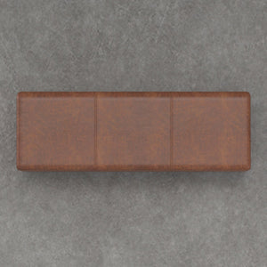 English Elm Lincoln Extra Large Storage Ottoman Bench with Distressed Saddle Brown Vegan Leather, 54" Wide, Stitched Design, Child-Safe Hinge B2732P253623