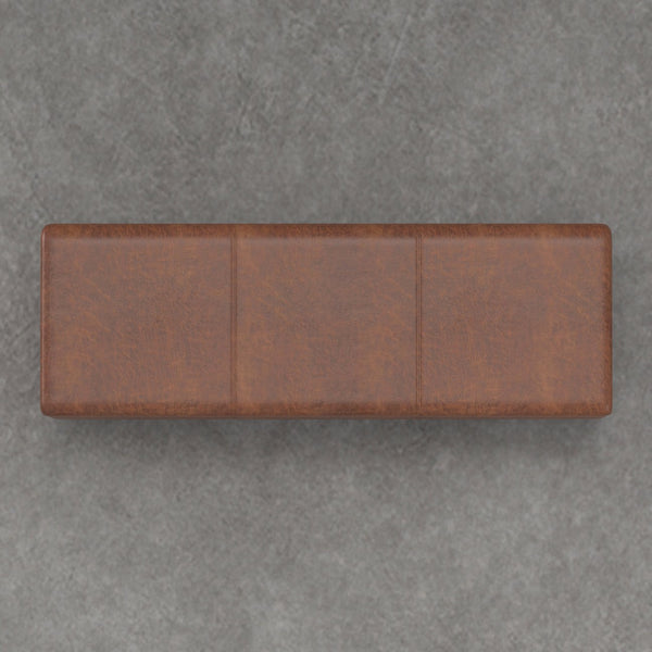 English Elm Lincoln Extra Large Storage Ottoman Bench with Distressed Saddle Brown Vegan Leather, 54" Wide, Stitched Design, Child-Safe Hinge B2732P253623